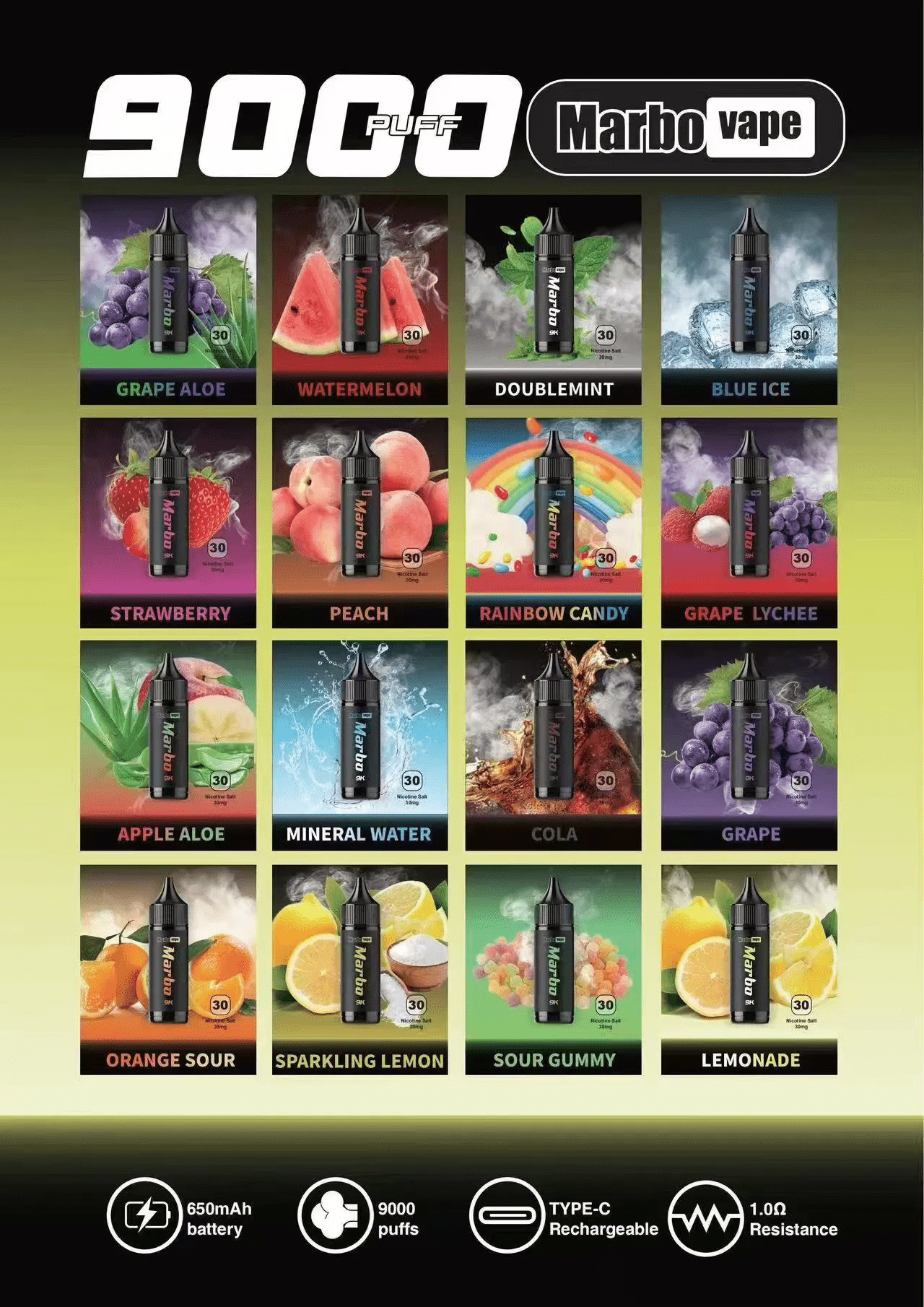 Marbo 9000 Puffs 拋棄式電子煙全口味清單-泰國熱銷口味推薦 Marbo 9000 Puffs 拋棄式電子煙全口味清單-泰國熱銷口味推薦