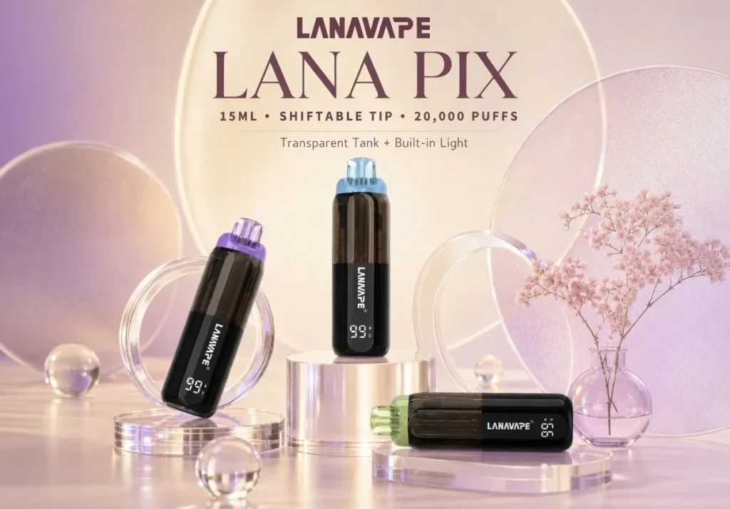 LANA 電子煙煙彈與主機搭配展示，提供詳細的尼古丁濃度選擇指南